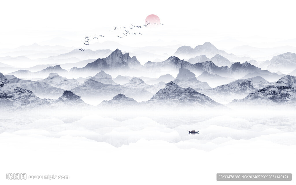 山水水墨山水圖