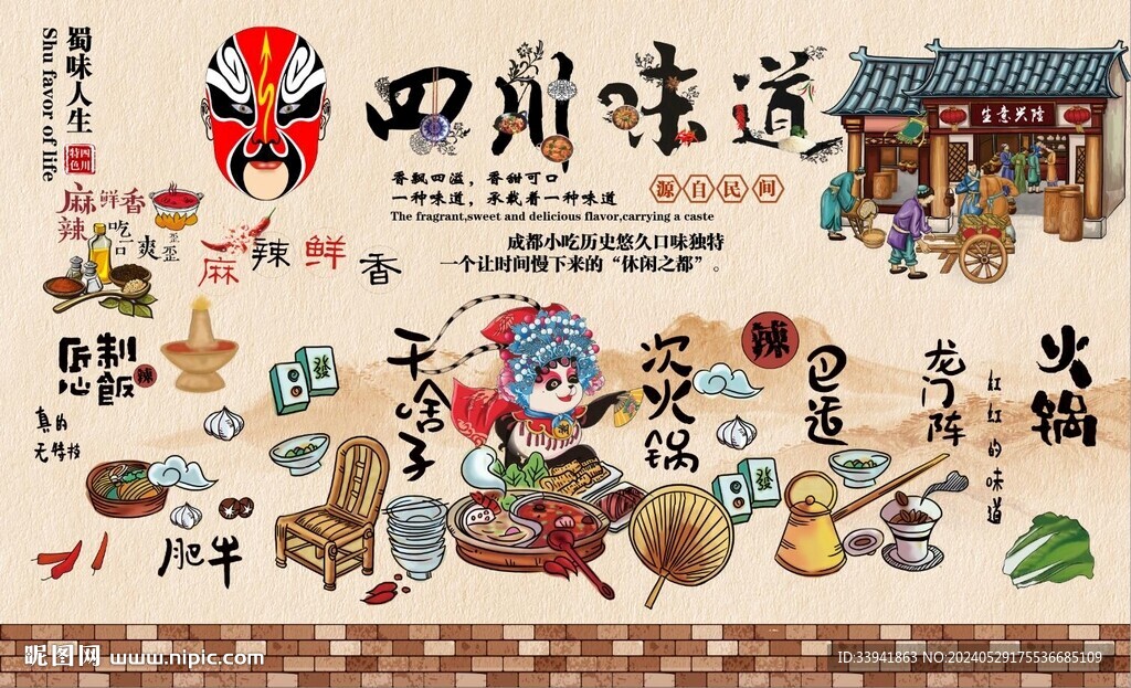 四川味道火鍋背景墻