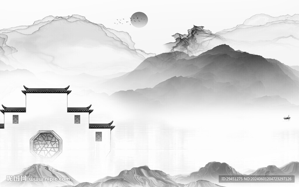 別墅 清晰中式山水 TIF分層