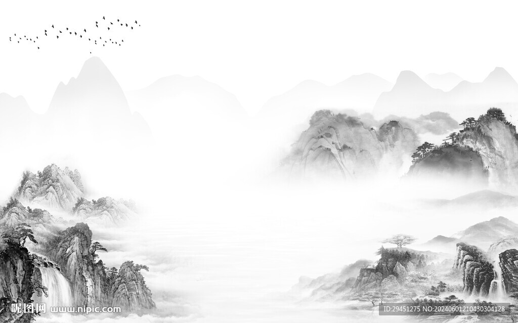 高雅 清晰中式山水 TIF分層