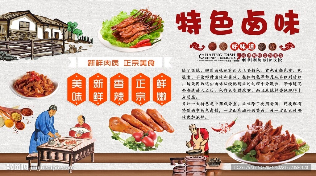 特色鹵味背景墻