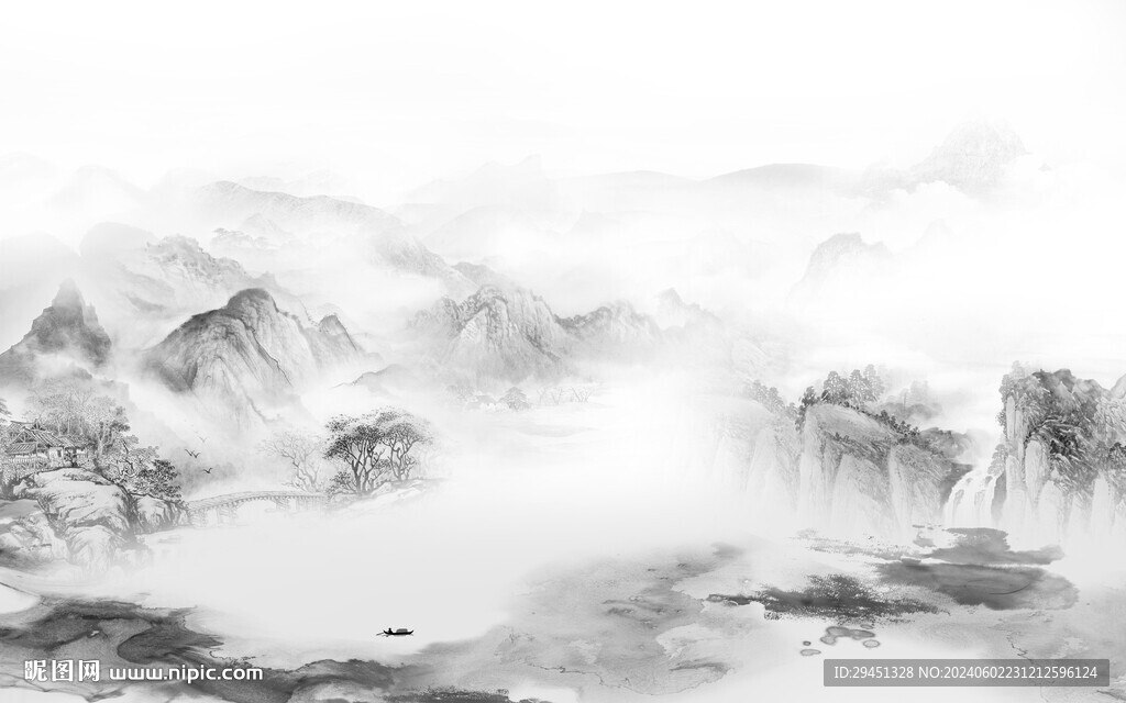 清晰 簡(jiǎn)約灰色山水 TIF分層