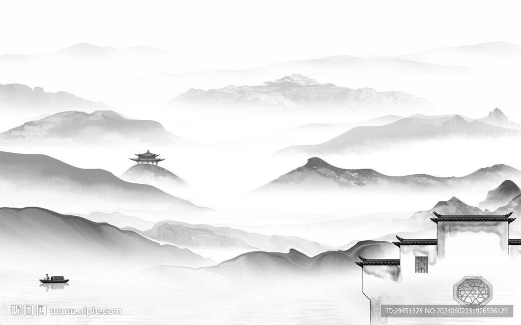 大氣 新傳灰色山水 TIF分層