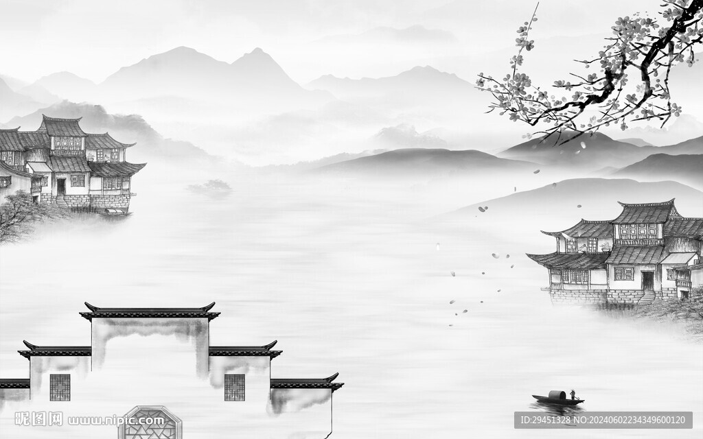 現代 簡約灰色山水 TIF分層