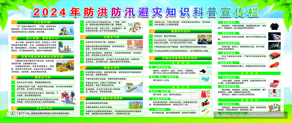 防洪防汛避災(zāi)知識科普宣傳欄圖片