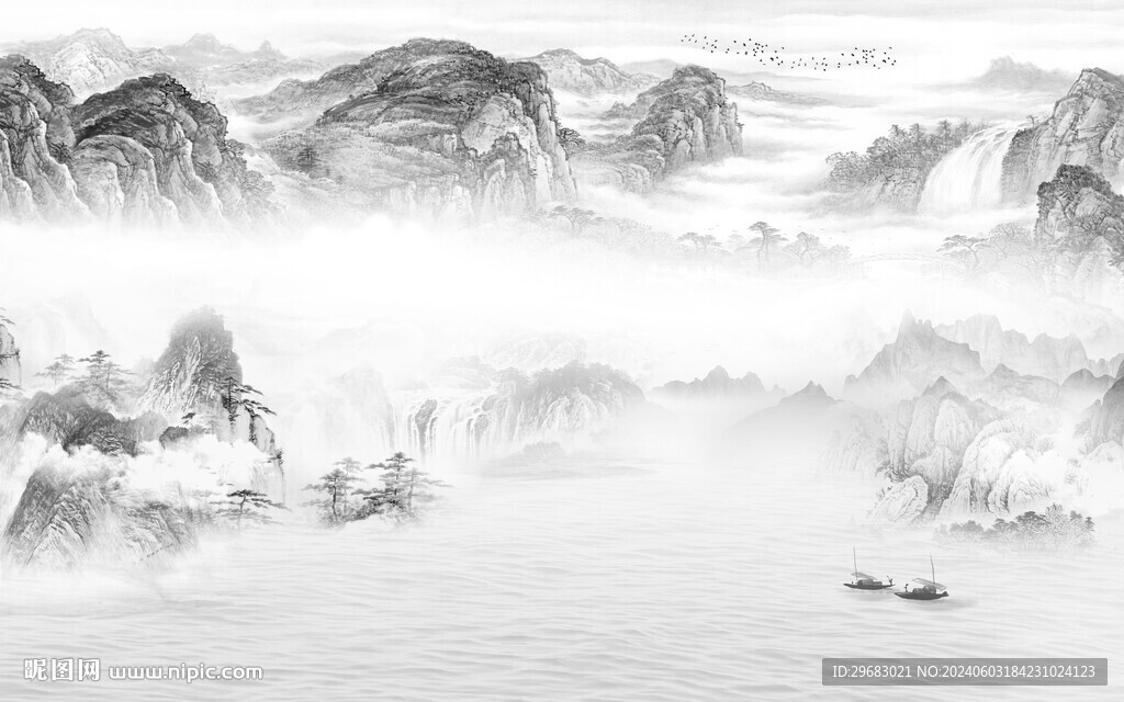 奢雅 新款灰山水畫 TIf分層