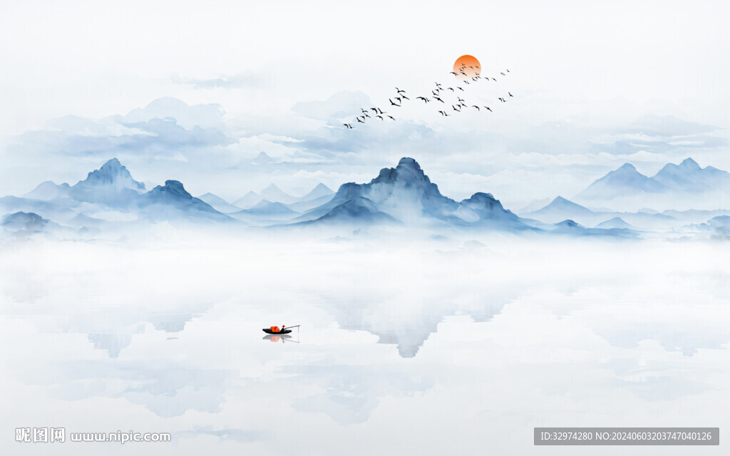沙發(fā)山水畫背景墻