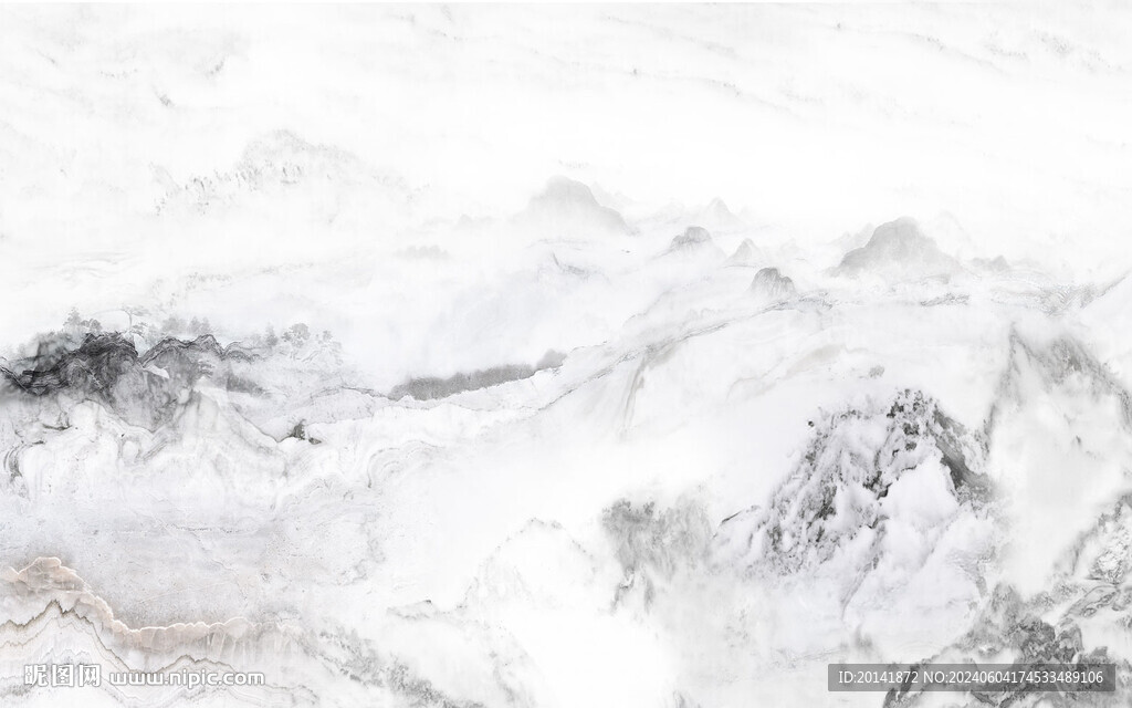 水墨大理石山水