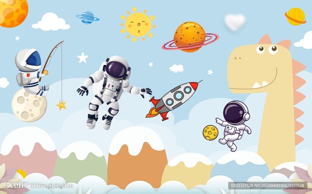 卡通宇宙星空太空人圖片