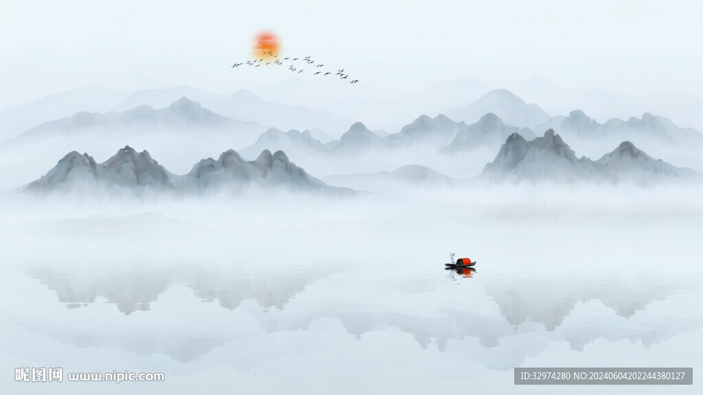 禪意山水水墨畫(huà)