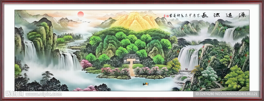 招財(cái)山水風(fēng)景壁畫(huà)