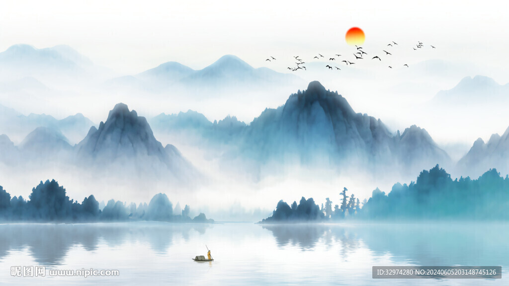 新中式水墨山水風(fēng)景 