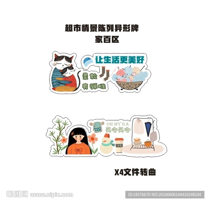超市家紡區(qū)異形牌