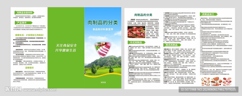 肉制品的分類三折頁