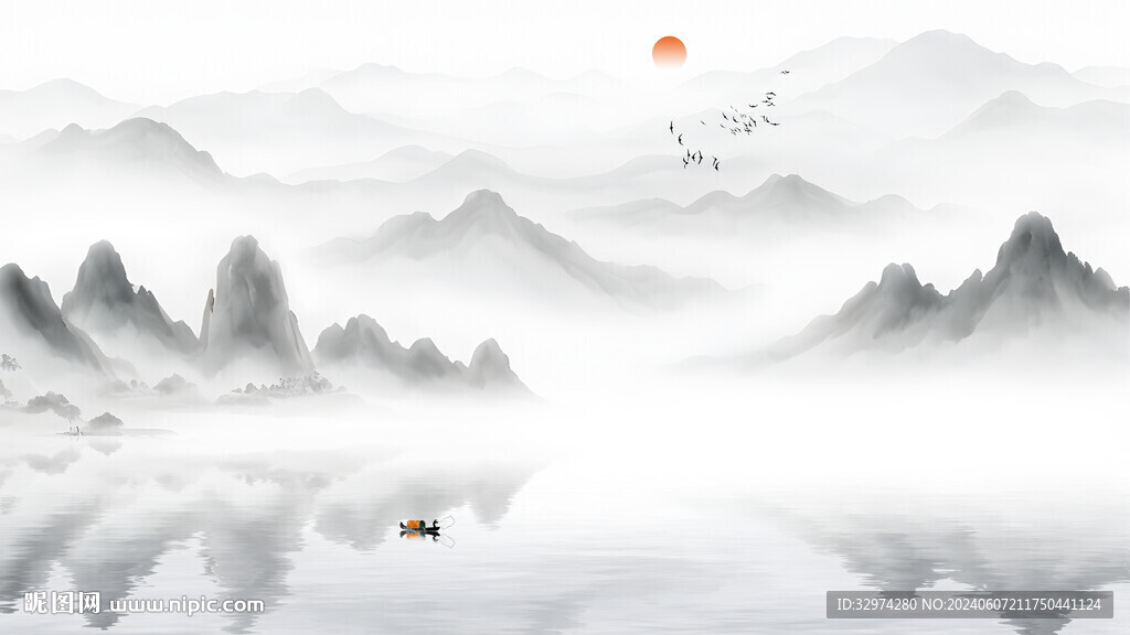 大廳背景墻山水畫