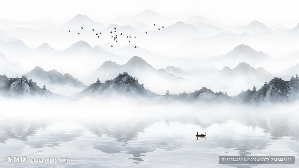 中式山水背景墻