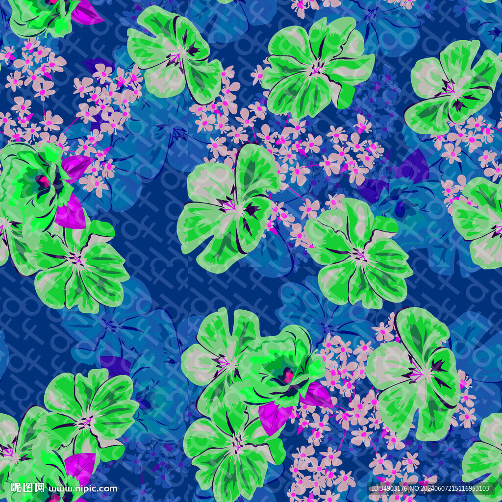 色塊藍花