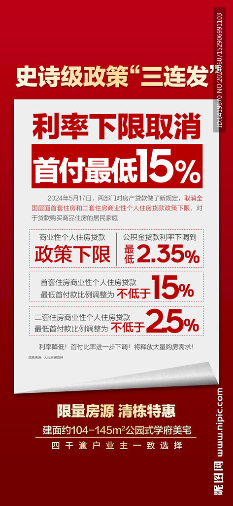 重磅樓市利好快訊降息降首付海報