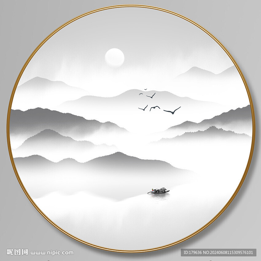 唯美水墨山水畫裝飾畫