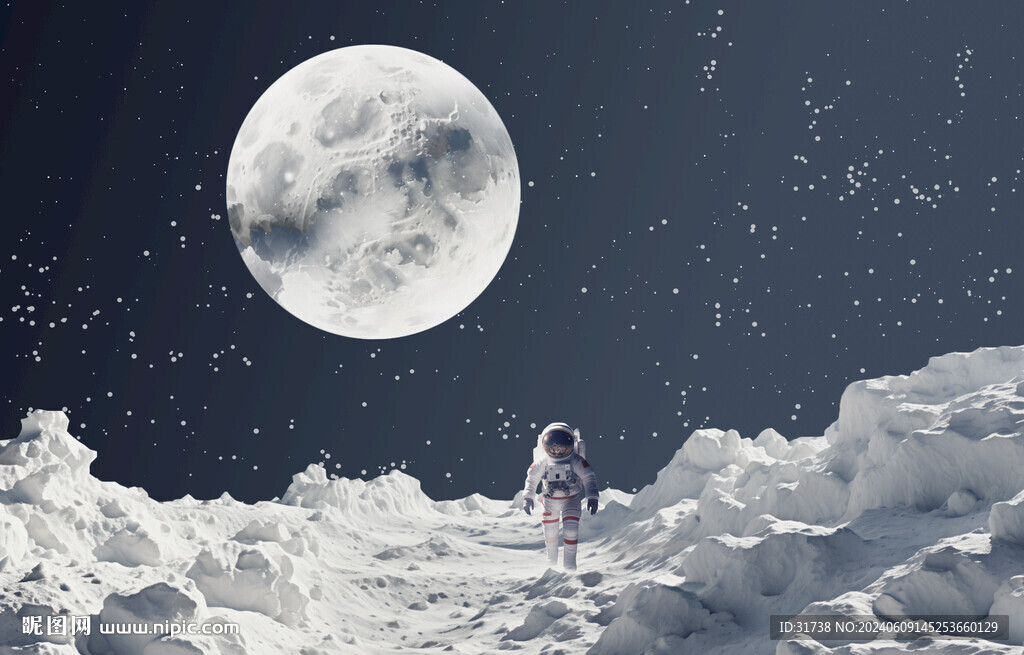 宇航員月球星空背景墻
