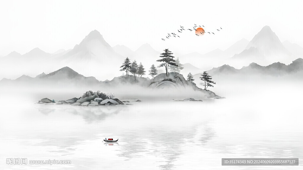 禪意山水背景墻