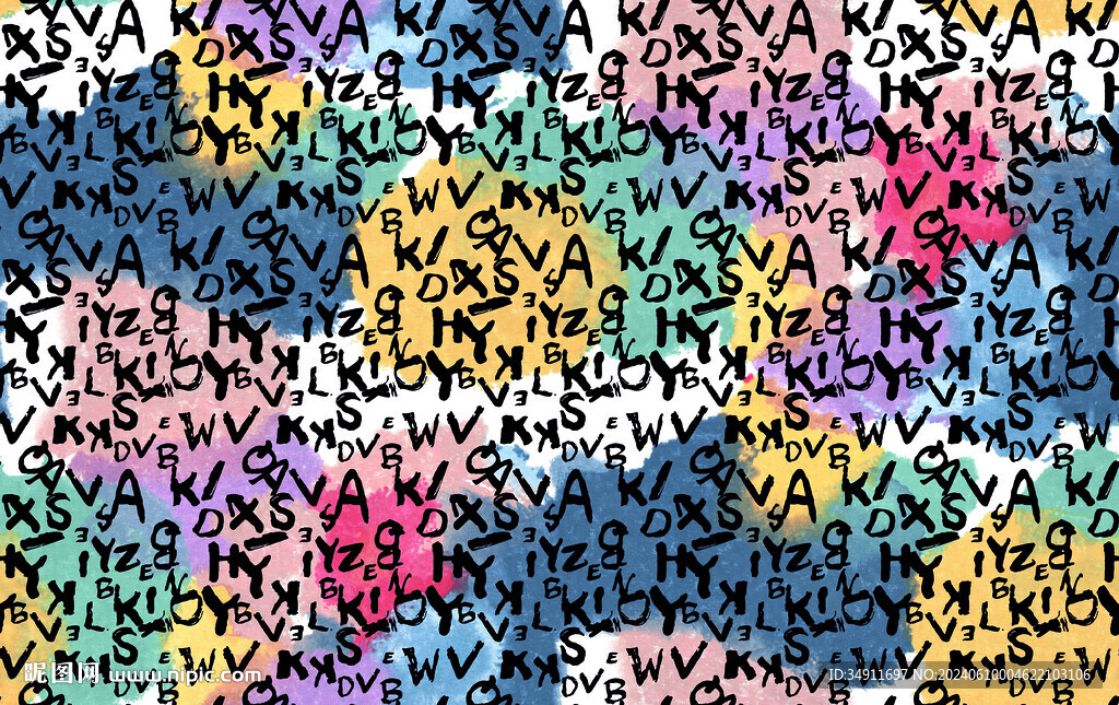 字母  扎染