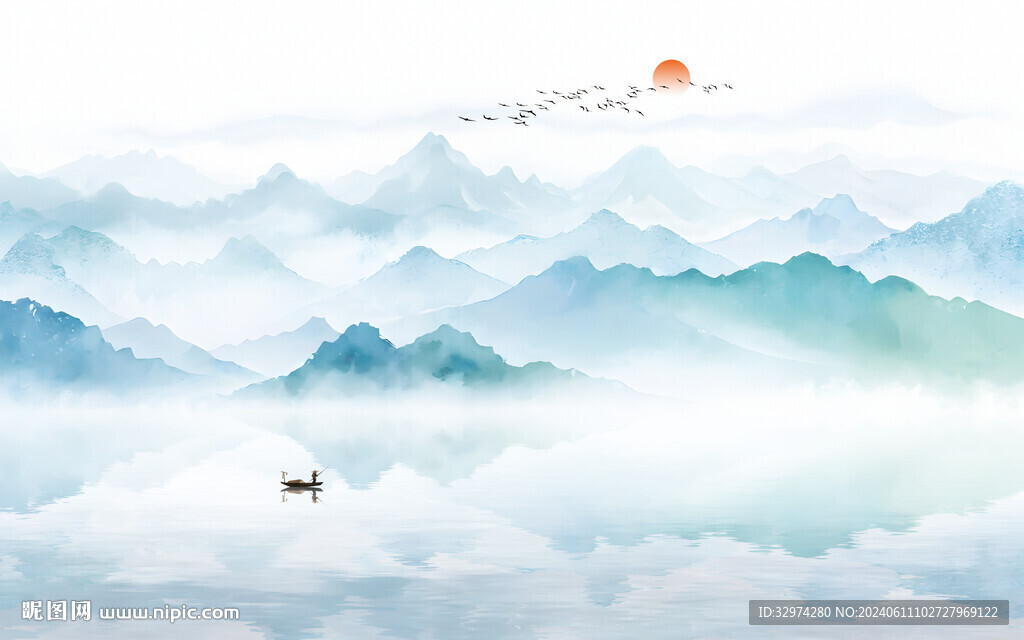 中國風(fēng)意境山水畫背景