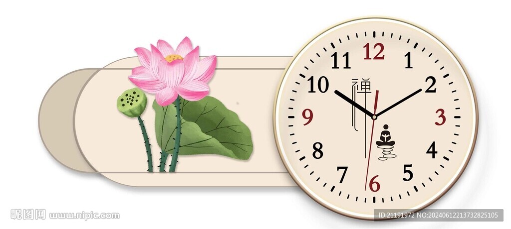 荷花時鐘裝飾畫