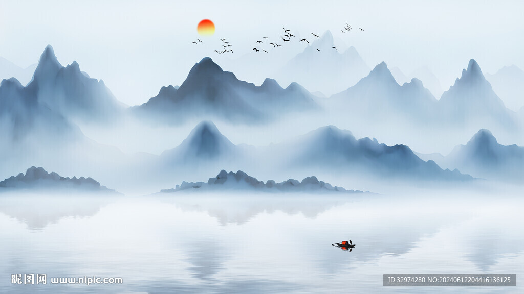 禪意山水畫(huà)電視背景