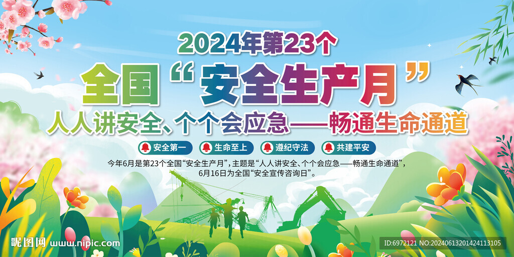 2024安全生產(chǎn)月展板背景
