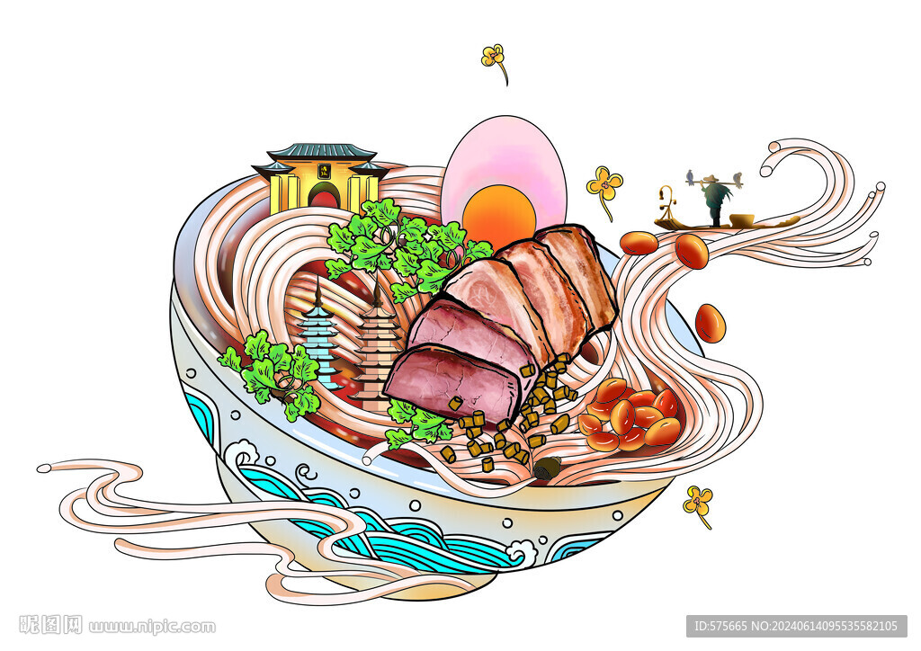桂林米粉插畫