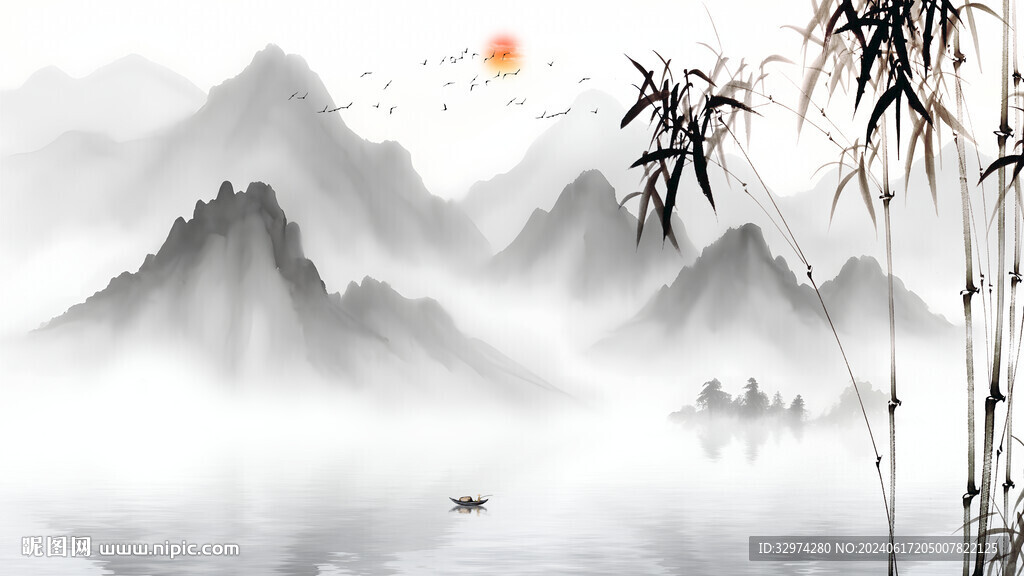 寫意意境山水背景