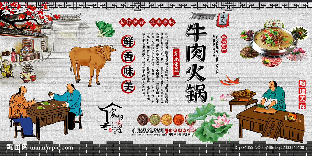 牛肉火鍋背景墻