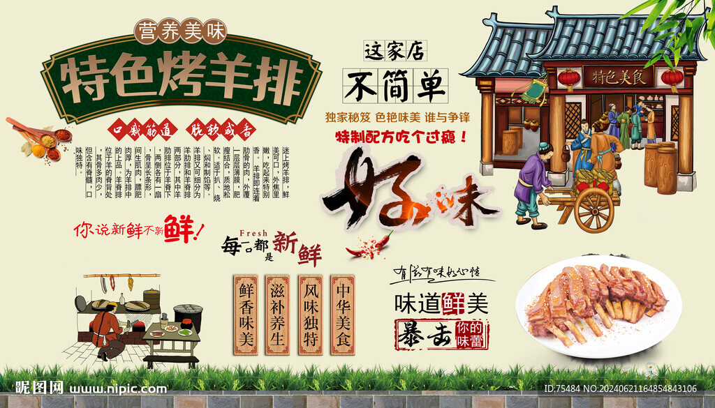 烤羊排背景墻