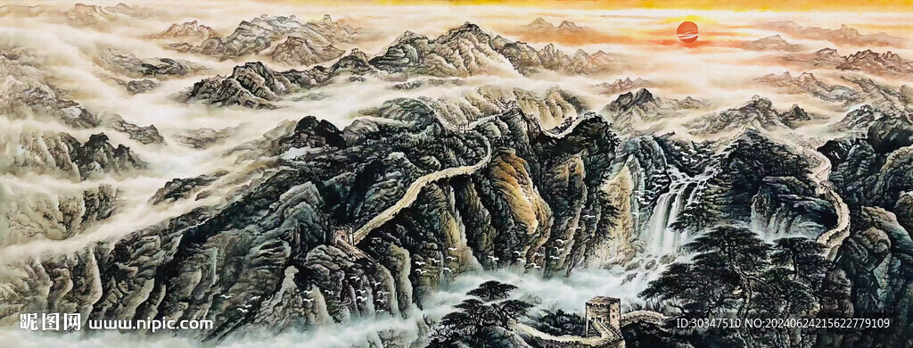 水墨長城山水畫