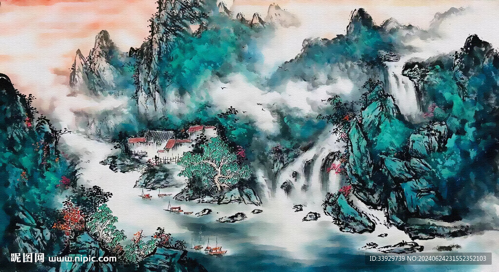 綠水青山山水畫
