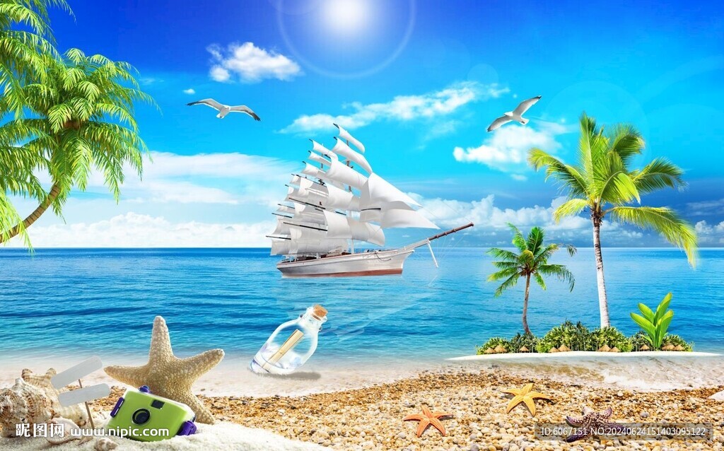 大海沙灘背景墻