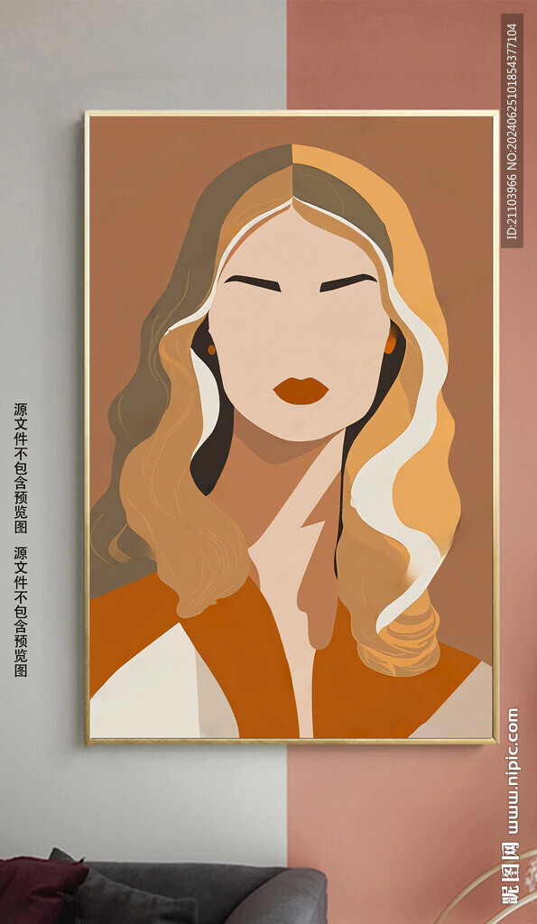 現(xiàn)代簡莫蘭迪色高級灰女郎裝飾畫
