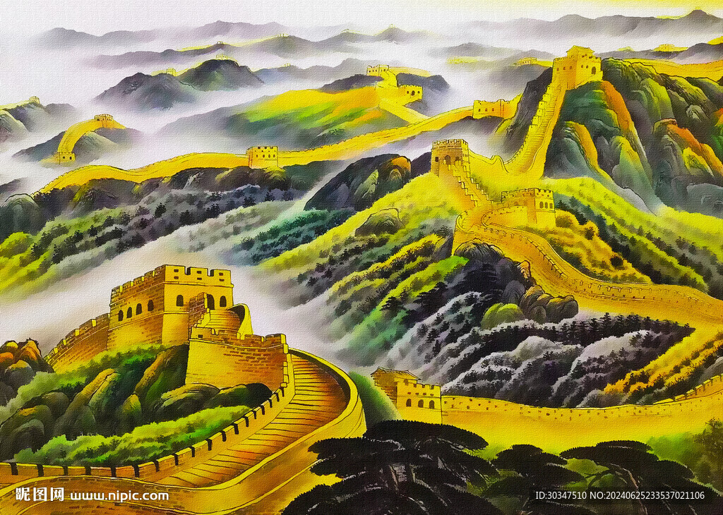 金色長城裝飾畫
