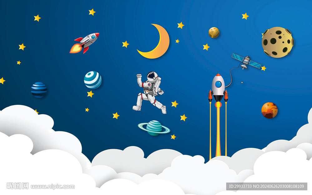 卡通星空飛船宇航員