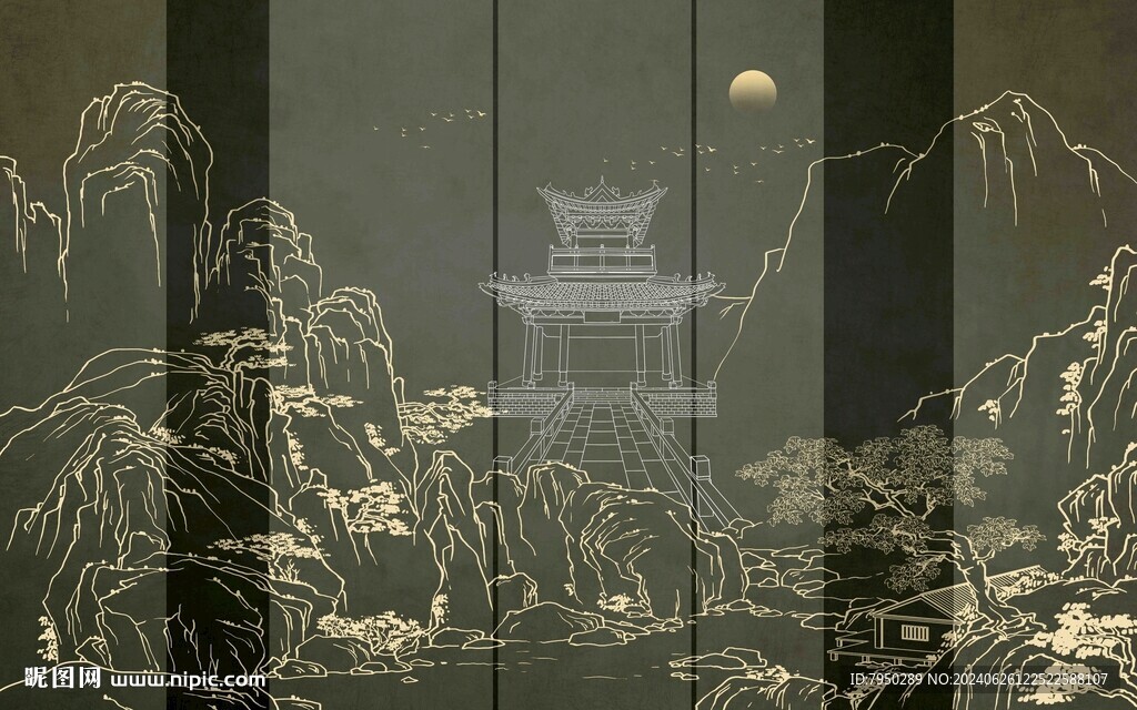 新中式背景墻  