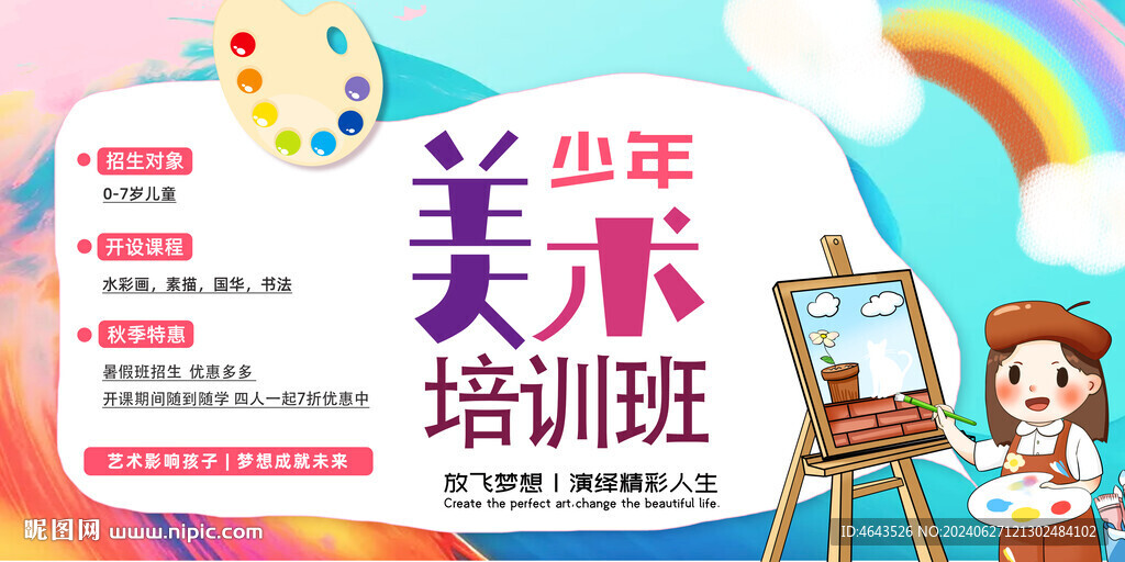 美術(shù)培訓(xùn)展板背景       