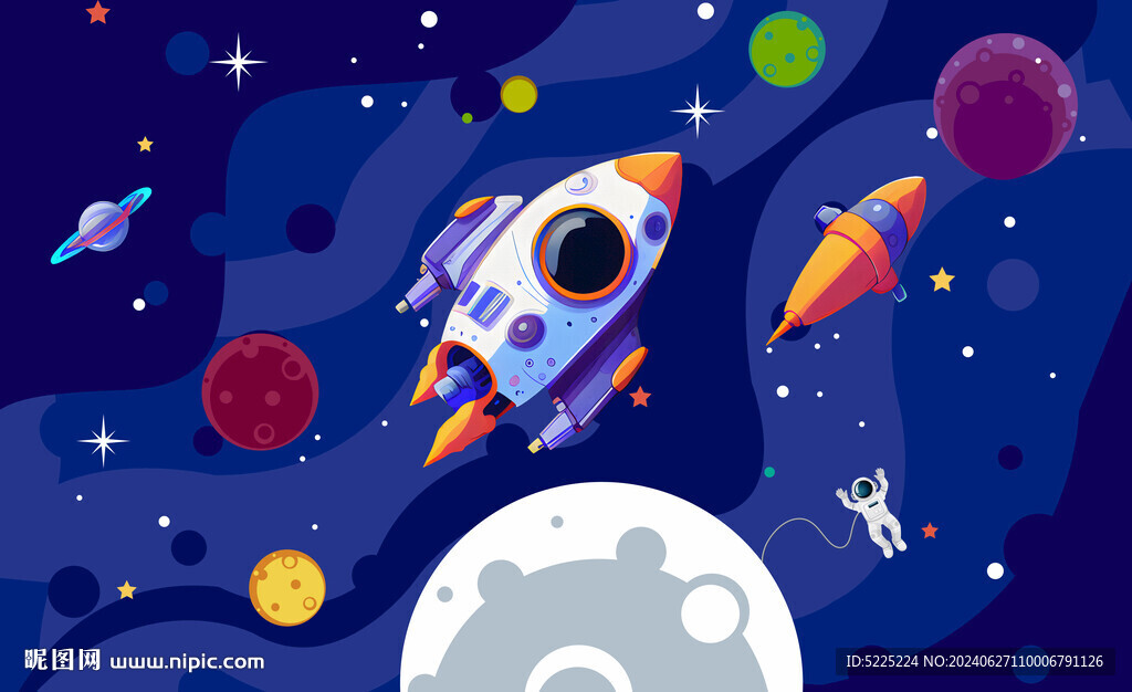 卡通太空宇宙星空