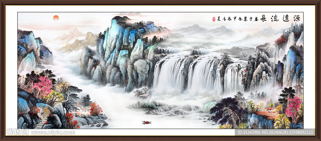 客廳沙發背景墻山水畫