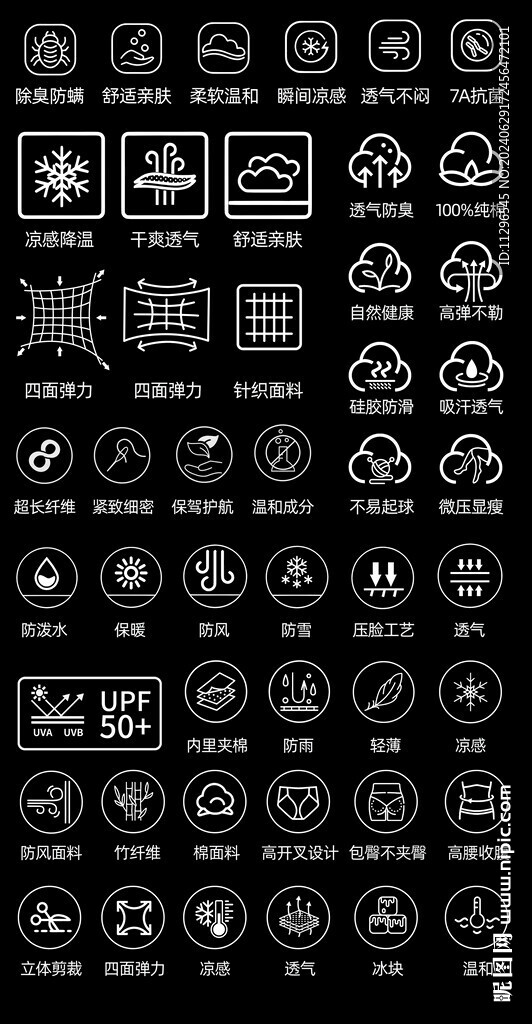 詳情頁主圖服飾面料屬性小圖標