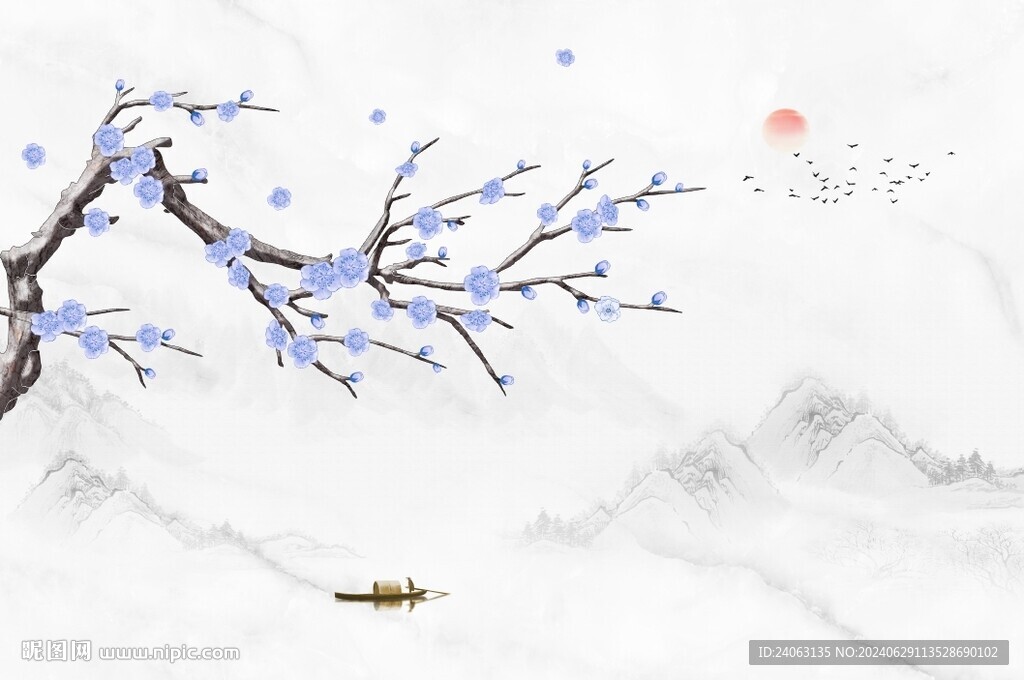 中式花鳥背景墻