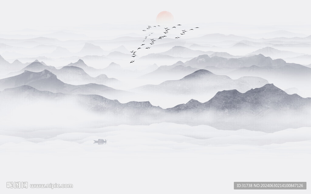 山水水墨畫風景圖