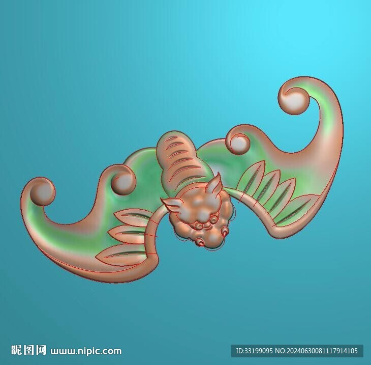 石雕蝙蝠角花灰度圖精雕圖浮雕圖