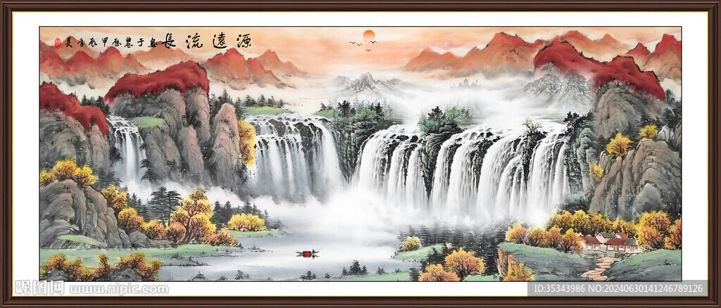 客廳沙發背景墻山水畫