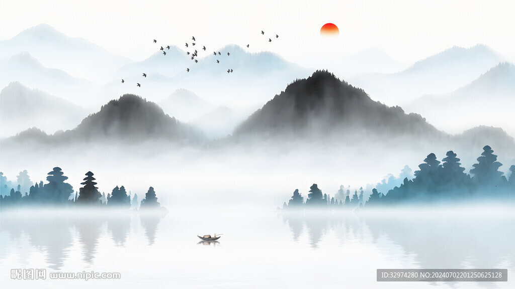 水墨山水風(fēng)景背景墻
